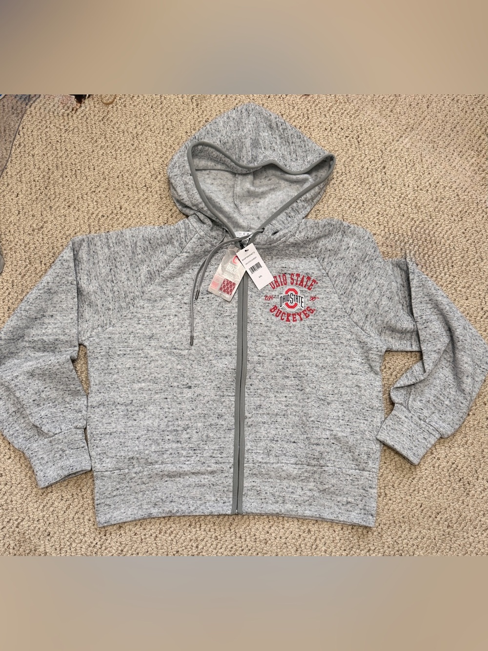 NWT WEAR by Erin Andrews Ohio State Buckeyes Full Zip Hoodie XXL Gray - Picture 2 of 8